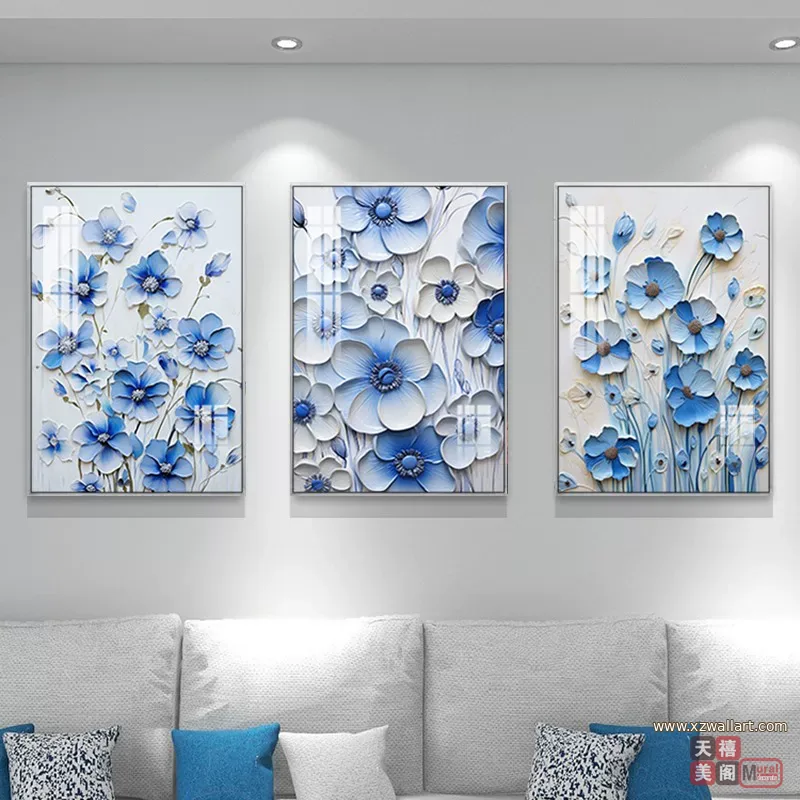抽象 三联 装饰画 轻奢风 客厅背景墙挂画 晶瓷画