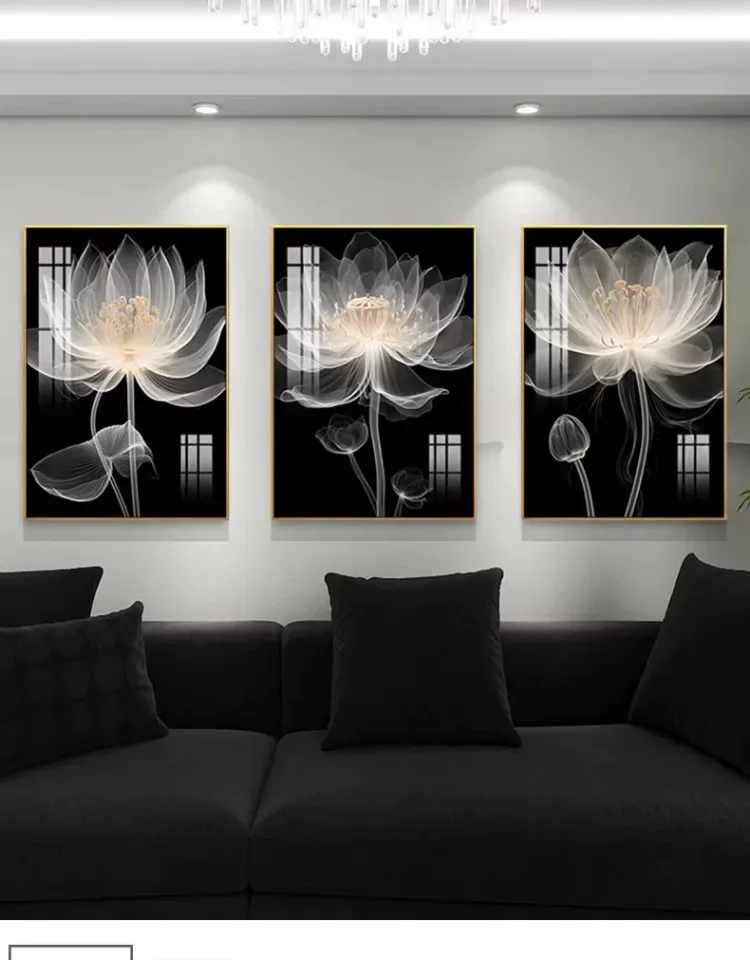 抽象 三联 装饰画 轻奢风 客厅背景墙挂画 晶瓷画
