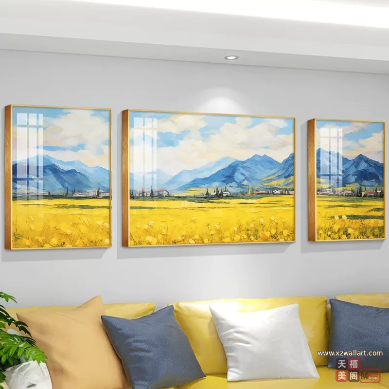 抽象 三联 装饰画 现代简约 客厅背景墙挂画 晶瓷画