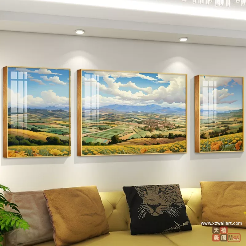 抽象 三联 装饰画 现代简约 客厅背景墙挂画 晶瓷画