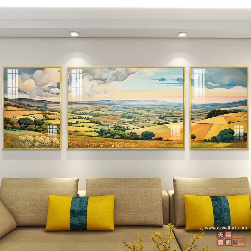 抽象 三联 装饰画 现代简约 客厅背景墙挂画 晶瓷画