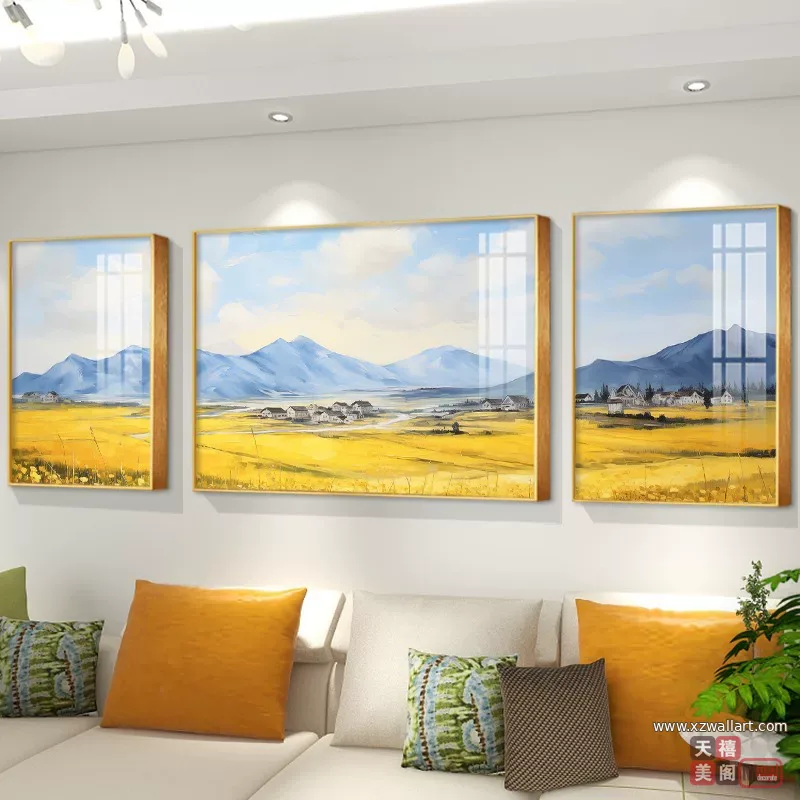 抽象 三联 装饰画 现代简约 客厅背景墙挂画 晶瓷画