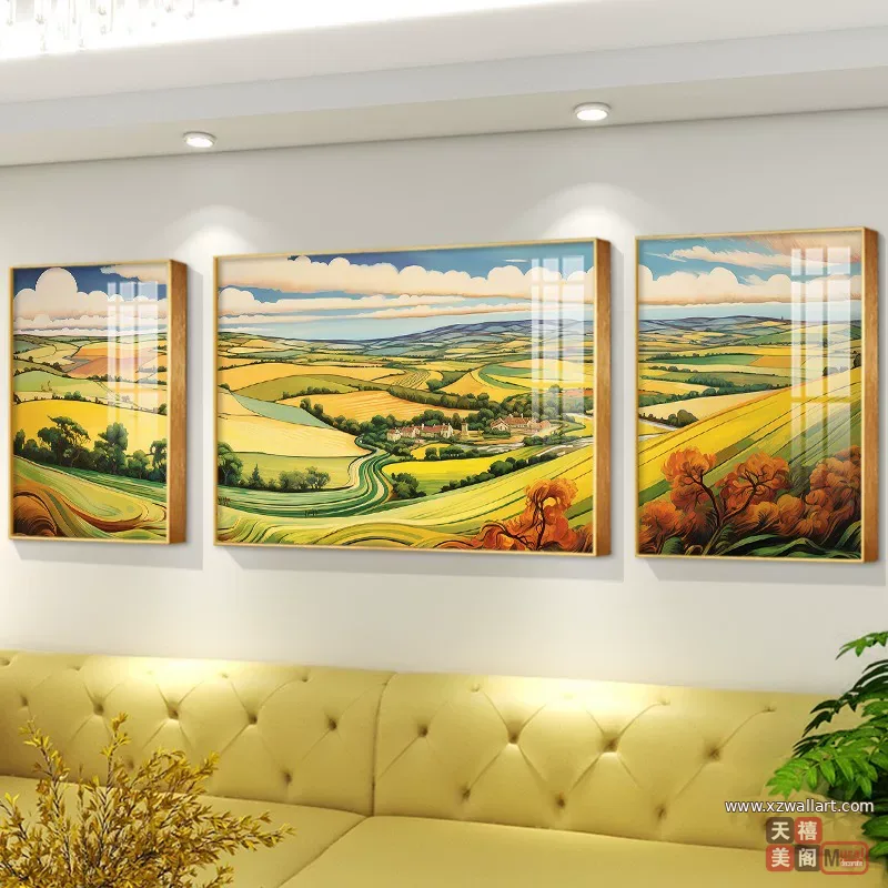 抽象 三联 装饰画 现代简约 客厅背景墙挂画 晶瓷画