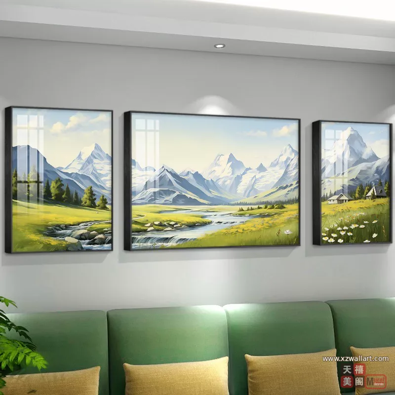 抽象 三联 装饰画 现代简约 客厅背景墙挂画 晶瓷画