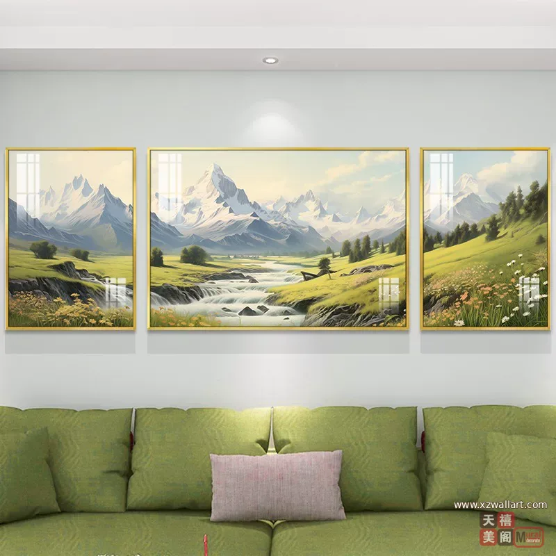 抽象 三联 装饰画 现代简约 客厅背景墙挂画 晶瓷画