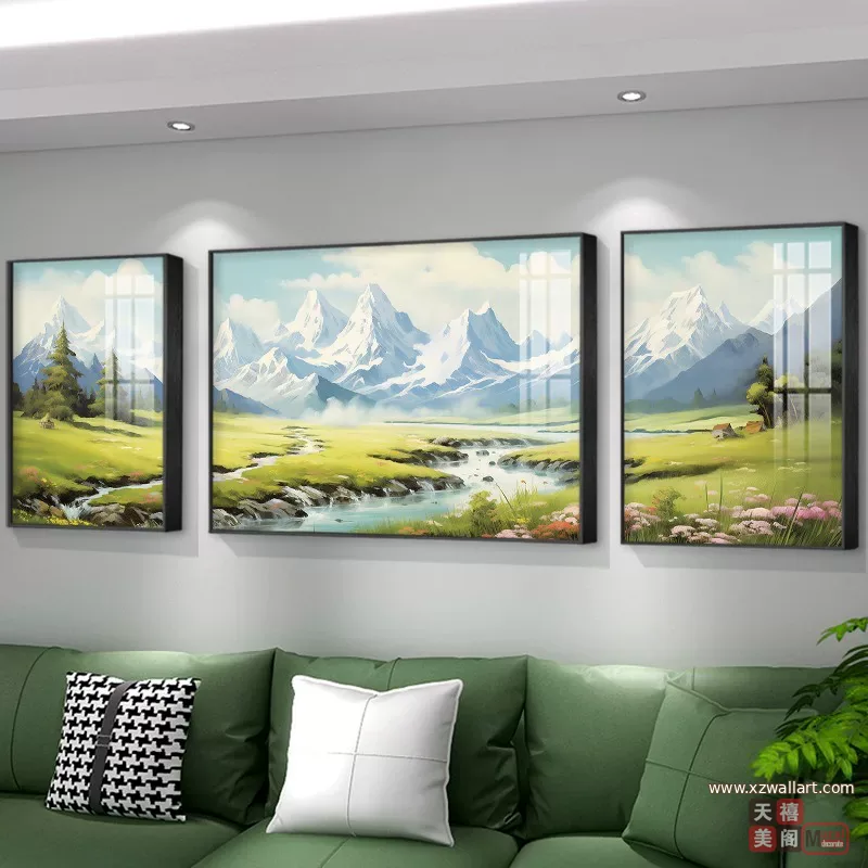 抽象 三联 装饰画 现代简约 客厅背景墙挂画 晶瓷画