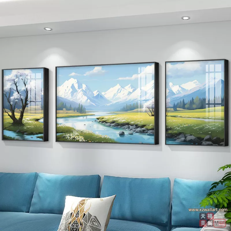 抽象 三联 装饰画 现代简约 客厅背景墙挂画 晶瓷画