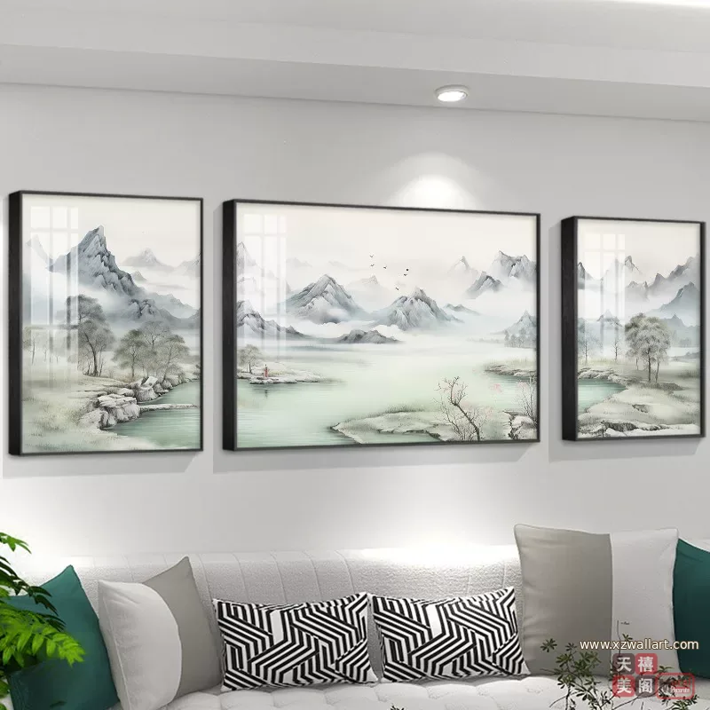 抽象 三联 装饰画 现代简约 客厅背景墙挂画 晶瓷画