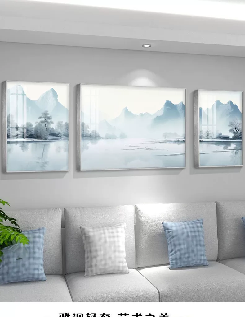 抽象 三联 装饰画 现代简约 客厅背景墙挂画 晶瓷画