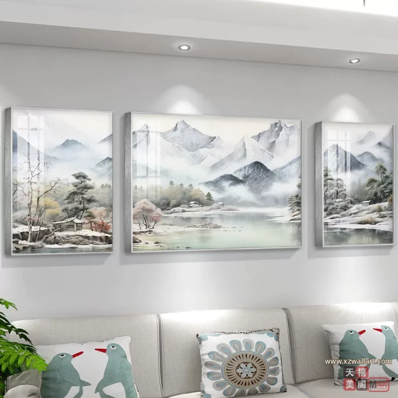 抽象 三联 装饰画 现代简约 客厅背景墙挂画 晶瓷画