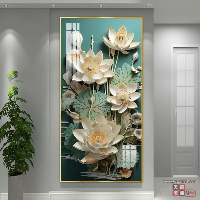 花 单幅 装饰画 轻奢风 玄关背景墙挂画 晶瓷画