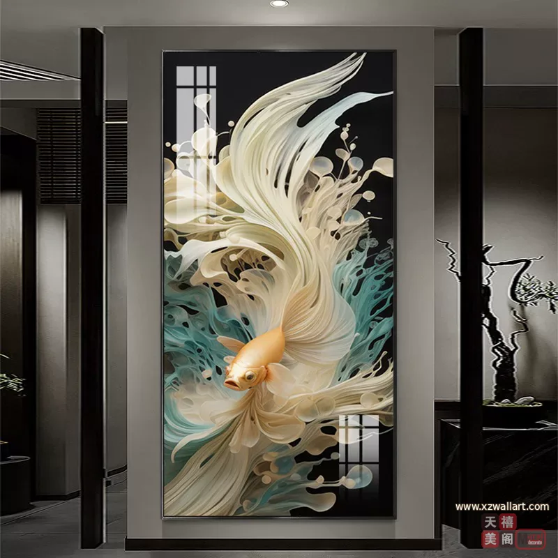 抽象 单幅 装饰画 轻奢风 玄关背景墙挂画 晶瓷画