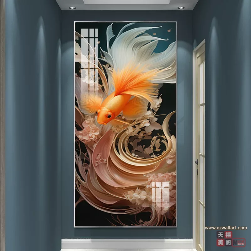 抽象 单幅 装饰画 轻奢风 玄关背景墙挂画 晶瓷画