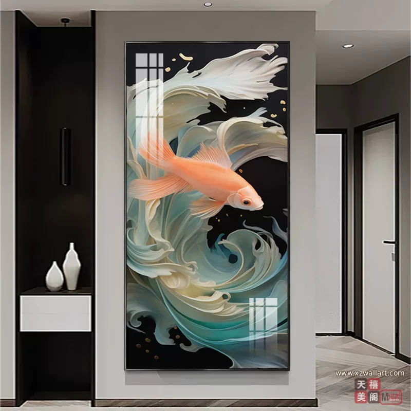 抽象 单幅 装饰画 轻奢风 玄关背景墙挂画 晶瓷画