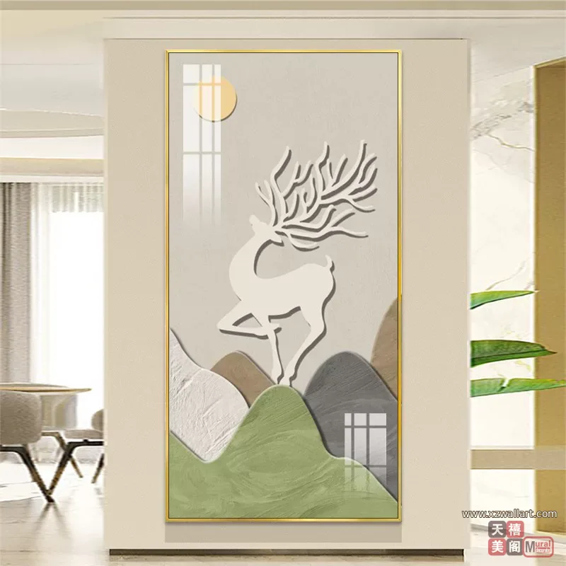 抽象 单幅 装饰画 奶油风 玄关背景墙挂画 晶瓷画