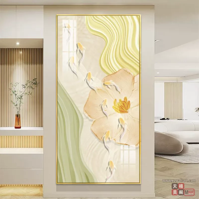 抽象 单幅 装饰画 奶油风 玄关背景墙挂画 晶瓷画