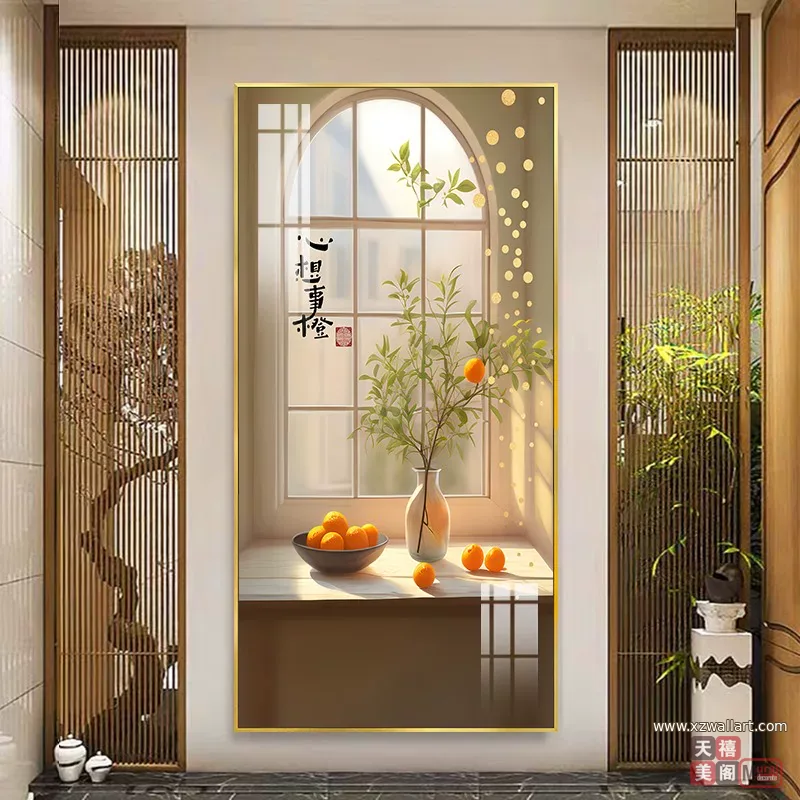 抽象 单幅 装饰画 新中式 玄关背景墙挂画 晶瓷画