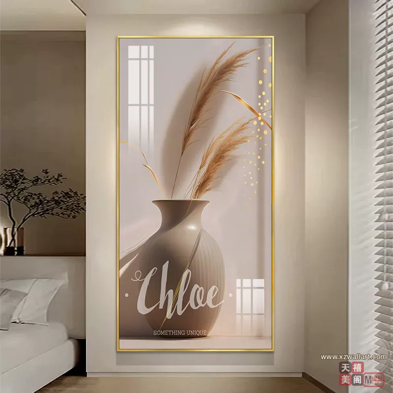 抽象 单幅 装饰画 奶油风 玄关背景墙挂画 晶瓷画