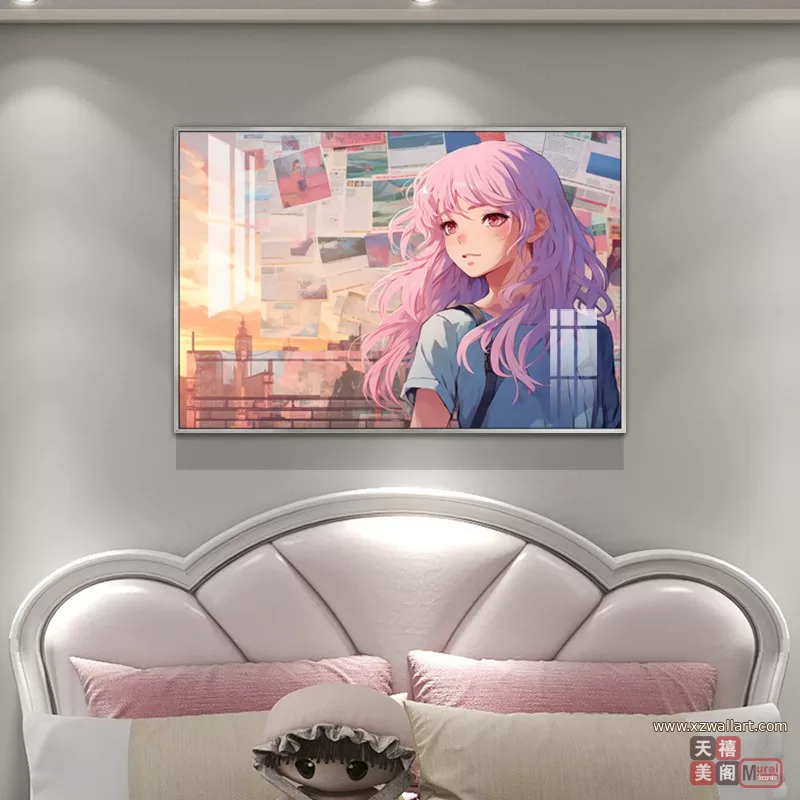 抽象 单幅 装饰画 现代简约 卧室背景墙挂画 晶瓷画