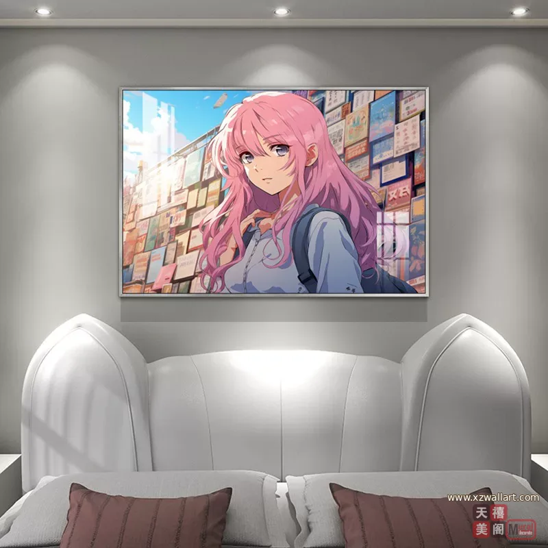 抽象 单幅 装饰画 现代简约 卧室背景墙挂画 晶瓷画