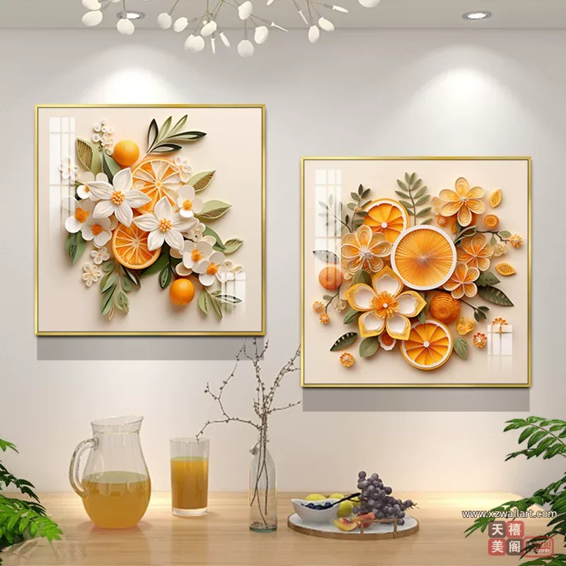 抽象 单幅 装饰画 奶油风 餐厅背景墙挂画 晶瓷画