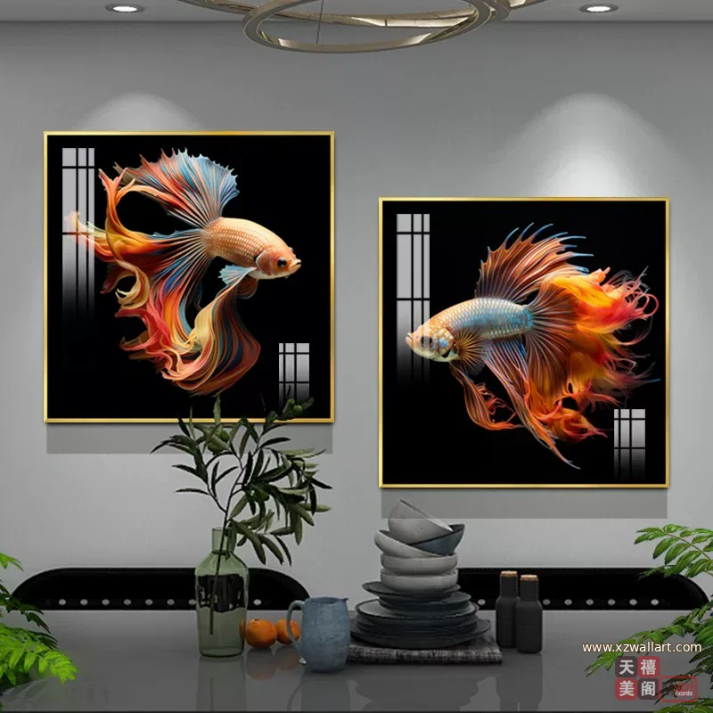 抽象 单幅 装饰画 轻奢风 餐厅背景墙挂画 晶瓷画