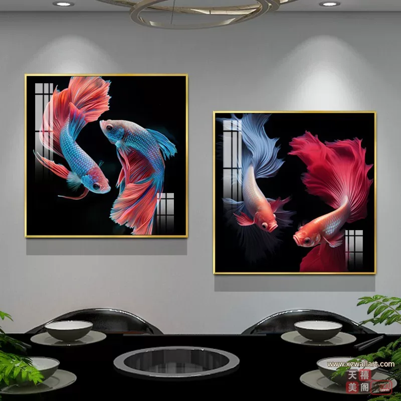 抽象 单幅 装饰画 轻奢风 餐厅背景墙挂画 晶瓷画