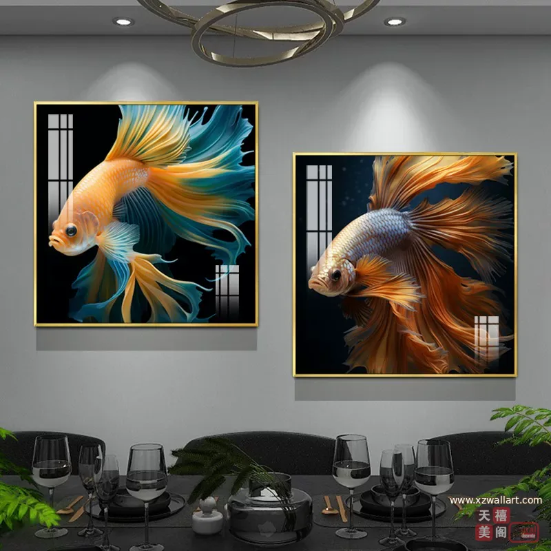 抽象 单幅 装饰画 轻奢风 餐厅背景墙挂画 晶瓷画