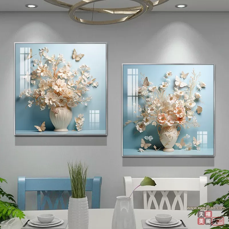 抽象 单幅 装饰画 轻奢风 餐厅背景墙挂画 晶瓷画