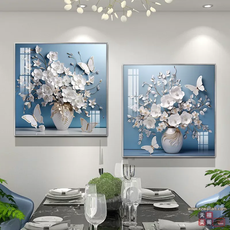 抽象 单幅 装饰画 轻奢风 餐厅背景墙挂画 晶瓷画