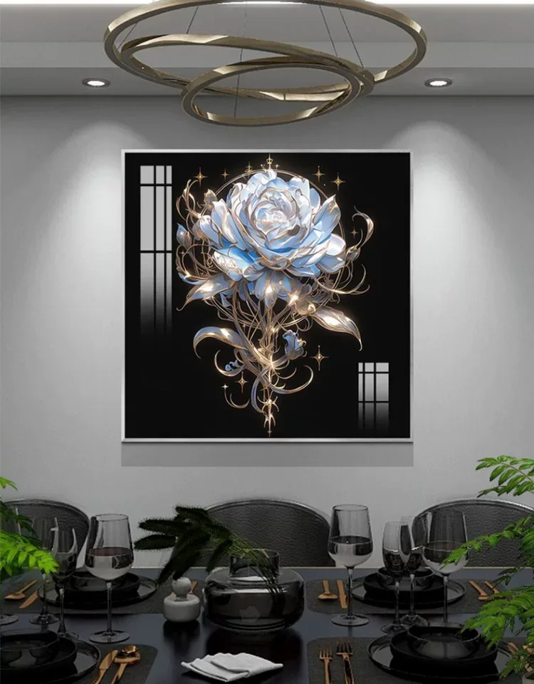 抽象 单幅 装饰画 轻奢风 餐厅背景墙挂画 晶瓷画