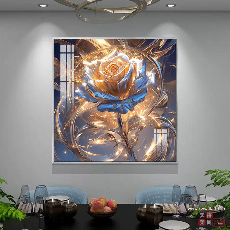 抽象 单幅 装饰画 轻奢风 餐厅背景墙挂画 晶瓷画