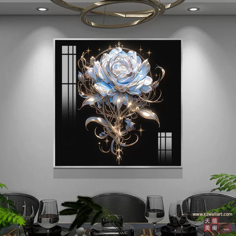 抽象 单幅 装饰画 轻奢风 餐厅背景墙挂画 晶瓷画