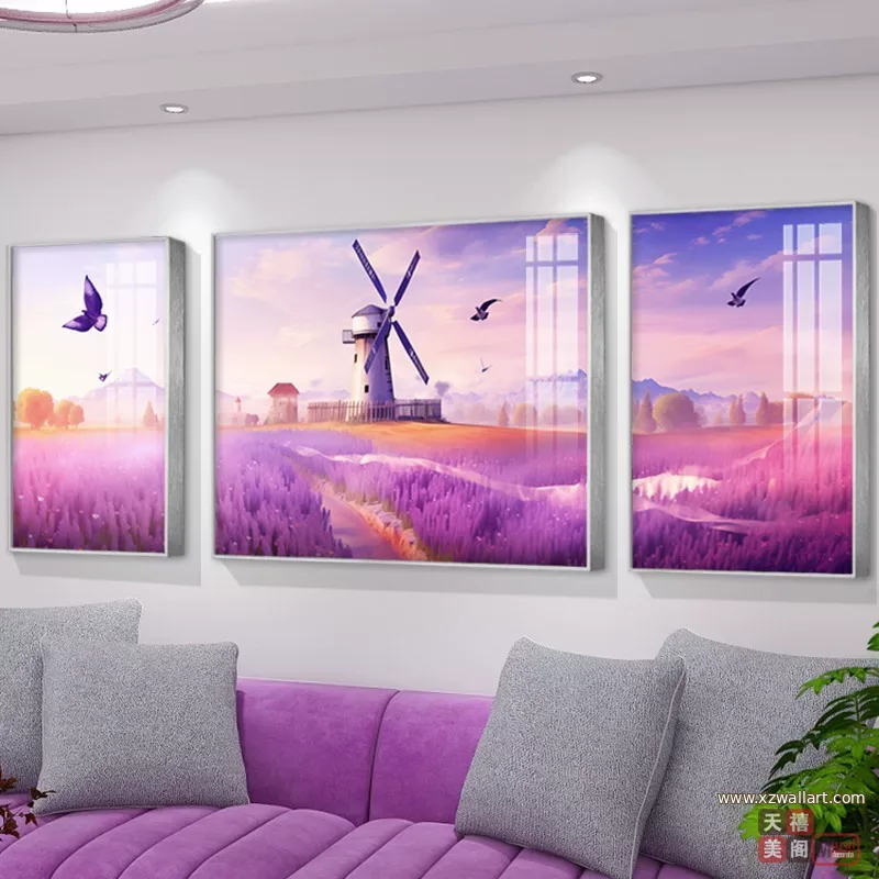 抽象 三联 装饰画 现代简约 客厅背景墙挂画 晶瓷画