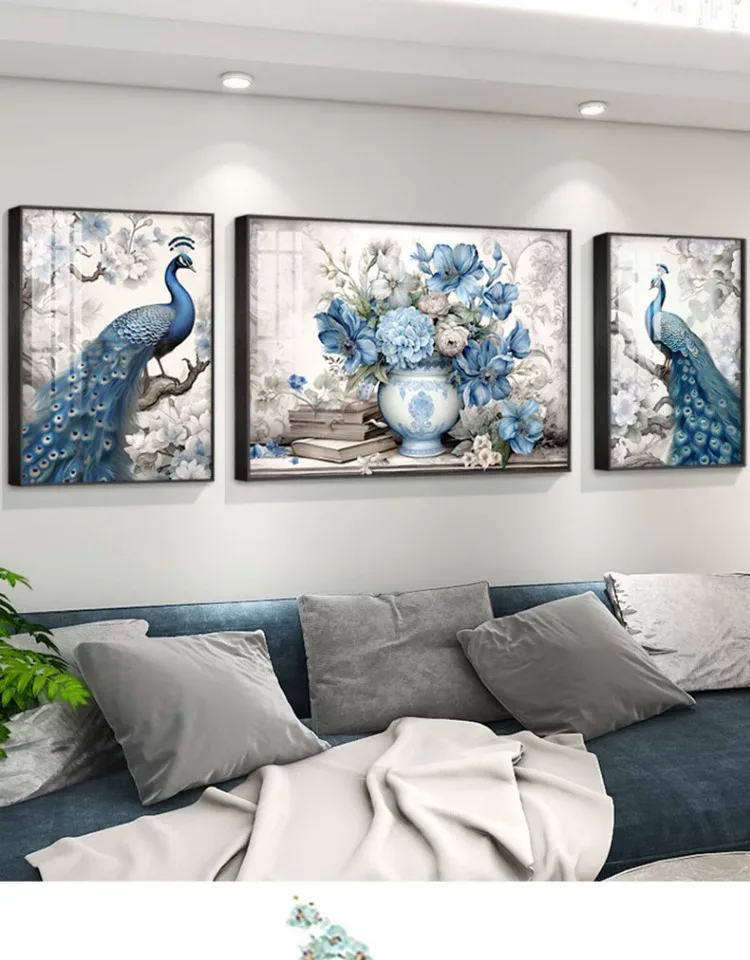 抽象 三联 装饰画 轻奢风 客厅背景墙挂画 晶瓷画