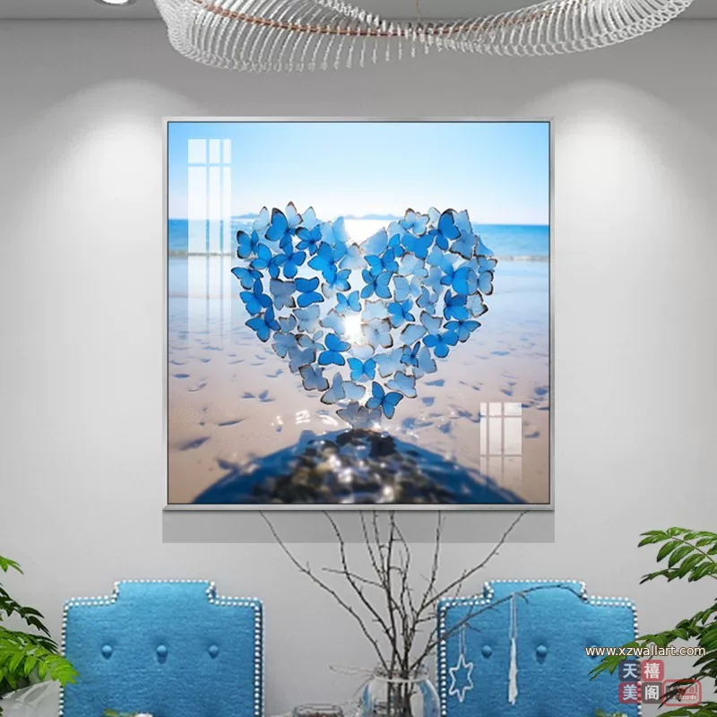 抽象 单幅 装饰画 轻奢风 餐厅背景墙挂画 晶瓷画