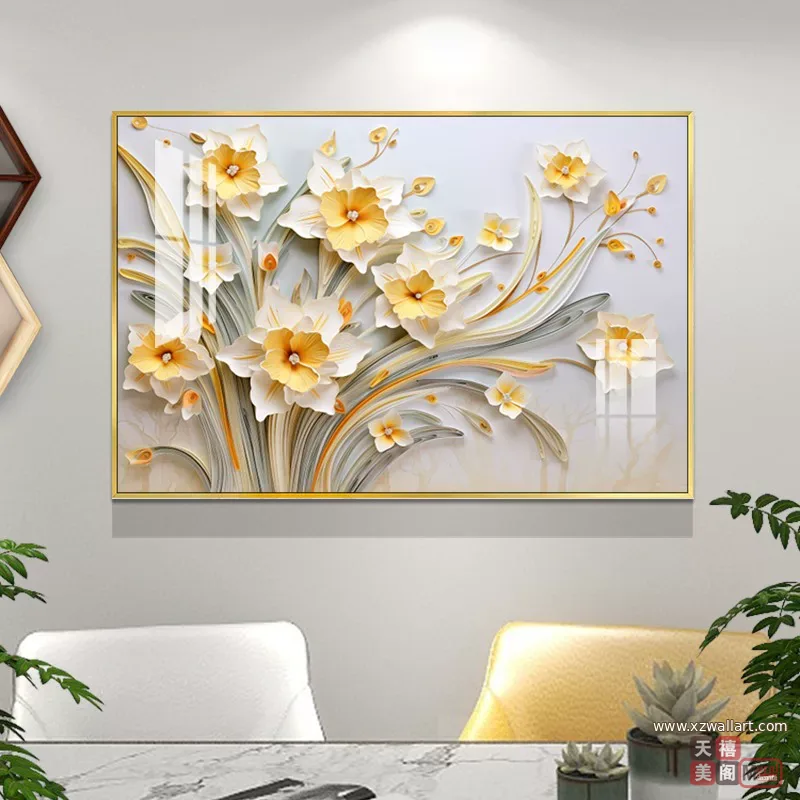 抽象 单幅 装饰画 奶油风 餐厅背景墙挂画 晶瓷画