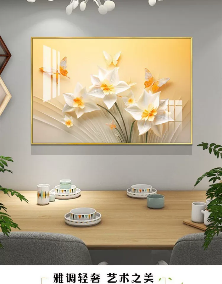 抽象 单幅 装饰画 奶油风 餐厅背景墙挂画 晶瓷画