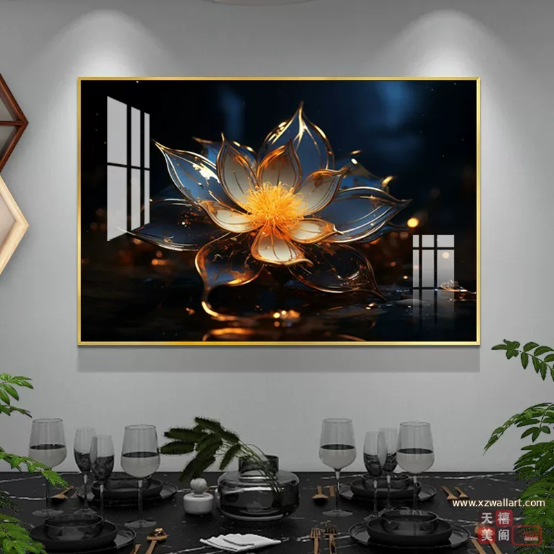 抽象 单幅 装饰画 轻奢风 餐厅背景墙挂画 晶瓷画