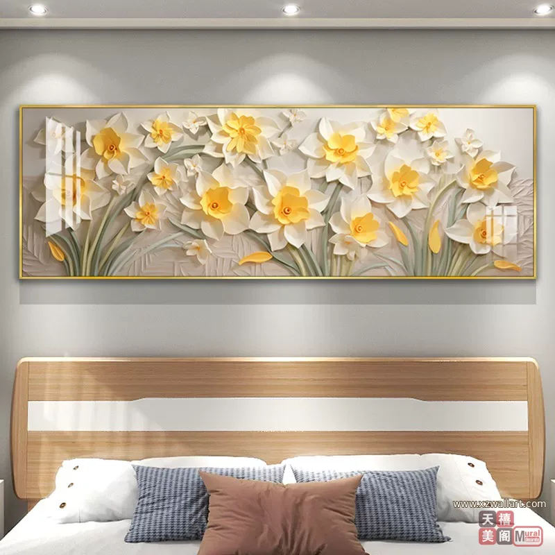 抽象 单幅 装饰画 奶油风 卧室背景墙挂画 晶瓷画