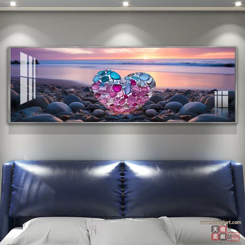 抽象 单幅 装饰画 轻奢风 卧室背景墙挂画 晶瓷画