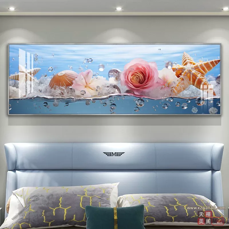 抽象 单幅 装饰画 轻奢风 卧室背景墙挂画 晶瓷画