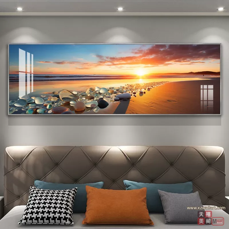抽象 单幅 装饰画 轻奢风 卧室背景墙挂画 晶瓷画