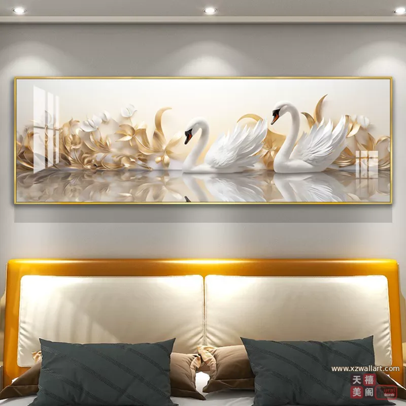 抽象 单幅 装饰画 奶油风 卧室背景墙挂画 晶瓷画