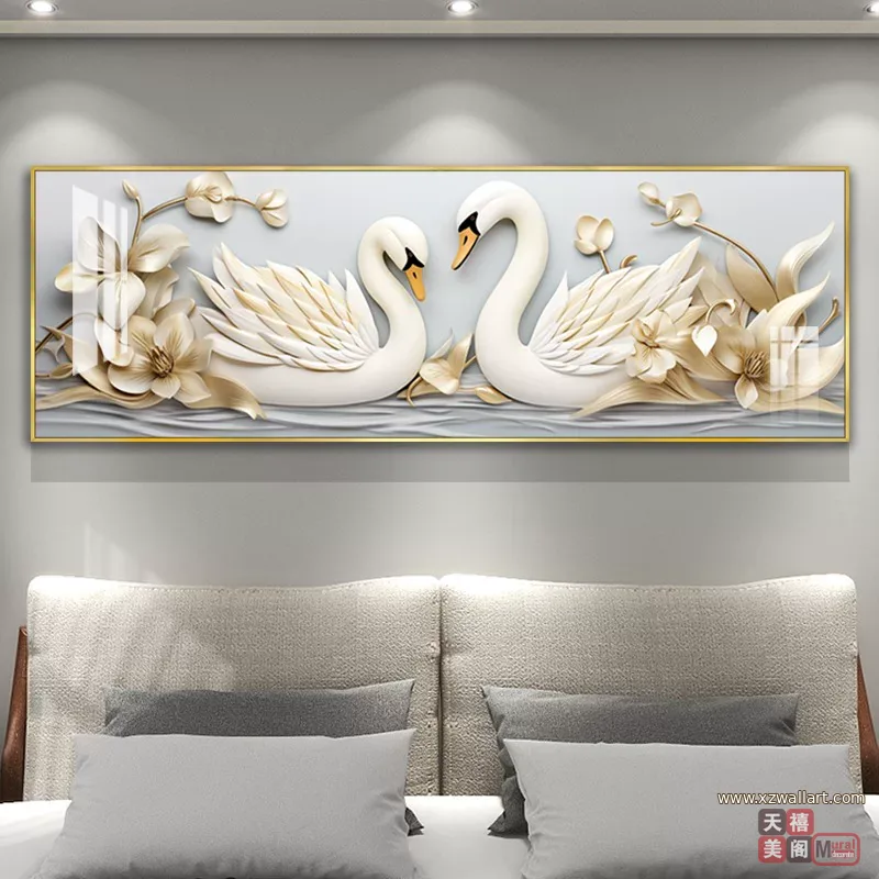 抽象 单幅 装饰画 奶油风 卧室背景墙挂画 晶瓷画