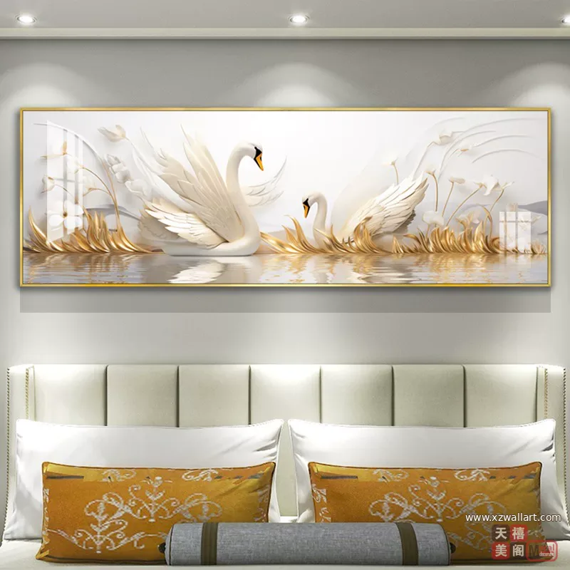 抽象 单幅 装饰画 奶油风 卧室背景墙挂画 晶瓷画