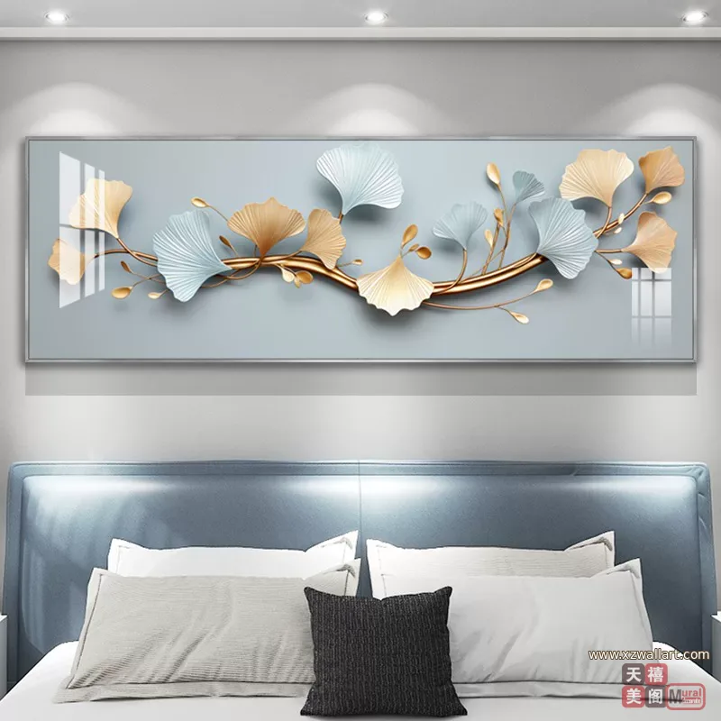 抽象 单幅 装饰画 轻奢风 卧室背景墙挂画 晶瓷画