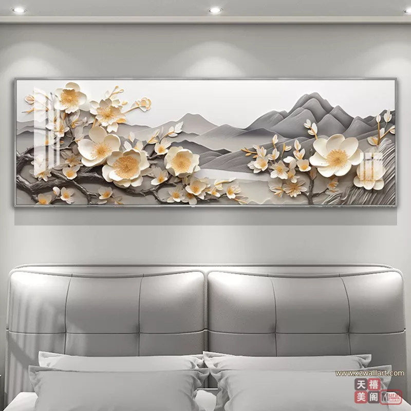 抽象 单幅 装饰画 轻奢风 卧室背景墙挂画 晶瓷画