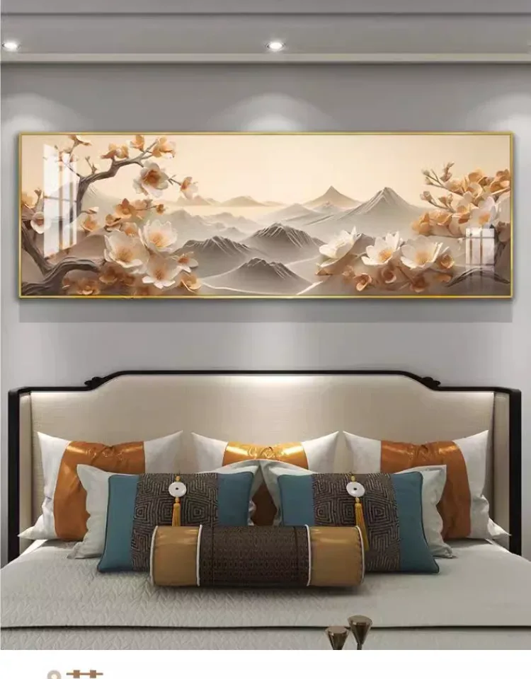 抽象 单幅 装饰画 轻奢风 卧室背景墙挂画 晶瓷画