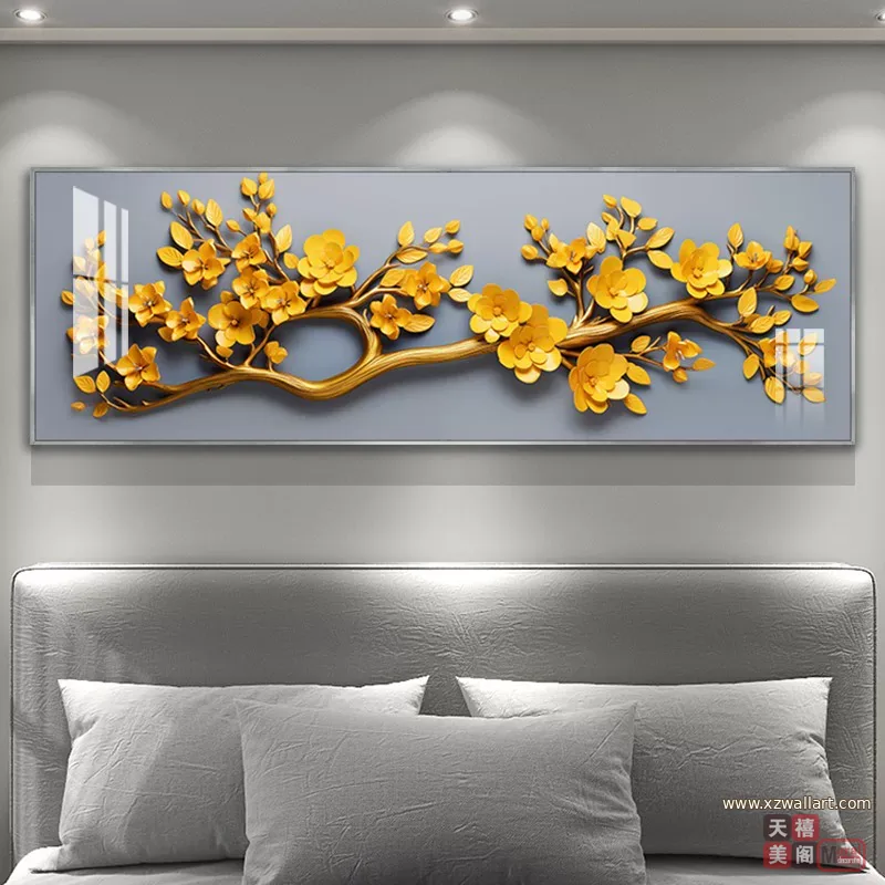 抽象 单幅 装饰画 轻奢风 卧室背景墙挂画 晶瓷画